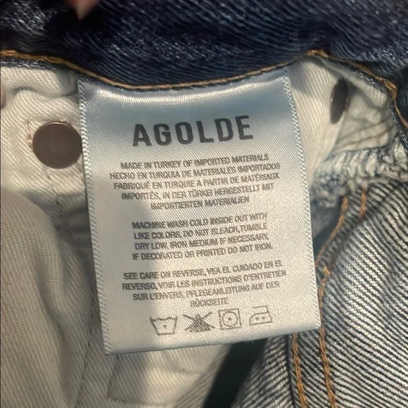 Agolde Blue Straight Leg Denim Jeans with Distressed Hem, 25 - Picture 11 of 14